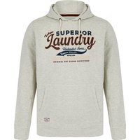Hoodies Sweatshirts Clarence Graphic Motif Brushback Fleece Pullover Hoodie in Oatmeal Marl