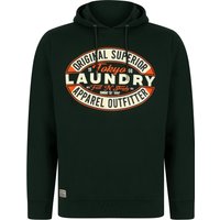 Hoodies Sweatshirts Haig Graphic Motif Brushback Fleece Pullover Hoodie in Scarab Green