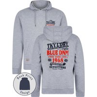 Hoodies Sweatshirts Marland Graphic Motif Brushback Fleece Pullover Hoodie with Back Print in Light Grey Marl