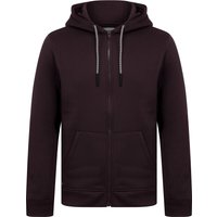 Hoodies Sweatshirts Emund Plain Brushback Fleece Zip Through Hoodie in Winetasting