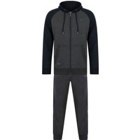 Hoody Jogger Set Richiis pc Raglan Sleeve Hoody & Cuffed Joggers Brushback Fleece Tracksuit Co-ord Set in Charcoal Marl
