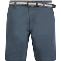 Shorts Emiliano Stretch Cotton Twill Chino Shorts with Woven Belt in China Blue
