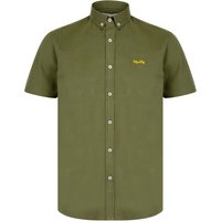 Shirts Elbury Short Sleeve Cotton Twill Button Down Collar Shirt in Dusty Olive Shirts Elbury Short Sleeve Cotton Twill Button Down Collar Shirt in Dusty Olive