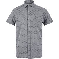 Shirts Caparica Patterned Floral Print Short Sleeve Cotton Chambray Shirt in Light Grey Shirts Caparica Patterned Floral Print Short Sleeve Cotton Chambray Shirt in Light Grey