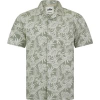 Shirts Mauna Kea Tropical Floral Print Short Sleeve Open Collar Cotton Hawaiian Shirt in Green Chambray Shirts Mauna Kea Tropical Floral Print Short Sleeve Open Collar Cotton Hawaiian Shirt in Green Chambray