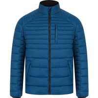 Coats Jackets Ector Mult-Pocket Funnel Neck Quilted Puffer Jacket with Fleece Lined Collar in Petrol Blue