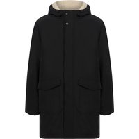 Coats Jackets Tameron Borg Fleece Lined Parka Coat with Hood in Jet Black