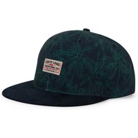 Caps Elvegata Palm Print Cotton Baseball Cap with Faux Suede Peak in Navy One Size Caps Elvegata Palm Print Cotton Baseball Cap with Faux Suede Peak in Navy One Size