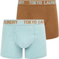 Mens Underwear Sanak Pack Boxer Shorts Set in Thrush Brown Forget Me Not Blue