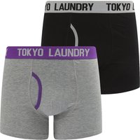 Mens Underwear Wilton Pack Boxer Shorts Set in Light Grey Marl Royal Purple