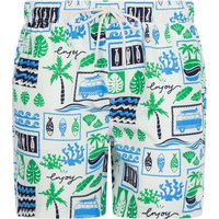 Swim Shorts Taifa Tropical Print Microfibre Swim Shorts with Mesh Lining in Gardenia White Swim Shorts Taifa Tropical Print Microfibre Swim Shorts with Mesh Lining in Gardenia White