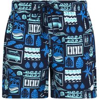 Swim Shorts Taifa Tropical Print Microfibre Swim Shorts with Mesh Lining in Navy Blazer