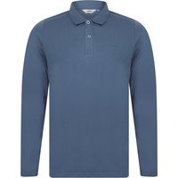 Polo Shirts Landers Long Sleeve Cotton Jersey Polo Shirt in Vintage Indigo
