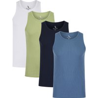 Pack Vests Vine Pack Cotton Ribbed Sleeveless Vest Tops in Seagrass Blue Horizon Bright White Sky Captain Navy – South Shore