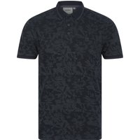 Polo Shirts Alldis Cotton Rich Pique Tropical Hawaiian Print Polo Shirt in Sky Captain Navy