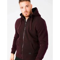 Hoodies Sweatshirts Bolo Zip Through Chunky Hoodie With Borg Lining In Wine – Dissident