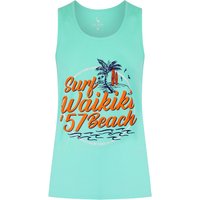 Vests Waikiki Beach Motif Print Cotton Vest Top in Aqua Splash – South Shore