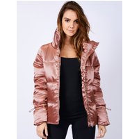 Coats Jackets Edona Satin Quilted Puffer Jacket in Dusky Pink Coats Jackets Edona Satin Quilted Puffer Jacket in Dusky Pink