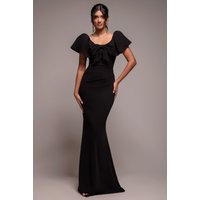 Cape Sleeve Detail Front Tie Maxi Dress – Black by Goddiva Cape Sleeve Detail Front Tie Maxi Dress – Black by Goddiva