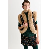 Dominica Butterfly Ball Jacquard Faux Fur Trimmed Waistcoat Multicoloured