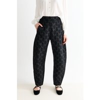 Sutton Black Bow Jacquard Barrel Trousers Sutton Black Bow Jacquard Barrel Trousers