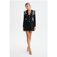 Lavish Alice LOLA Ombre Embellished Hourglass Structured Blazer Mini Dress in Black SM