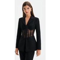 Lavish Alice VIVIENNE Lace Corset Structured Blazer in Black Lavish Alice VIVIENNE Lace Corset Structured Blazer in Black
