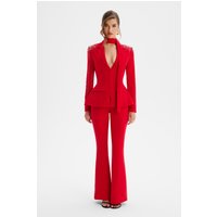 Lavish Alice THALIA Shoulder Hand Embellished Sculptured Blazer Jumpsuit In Red X