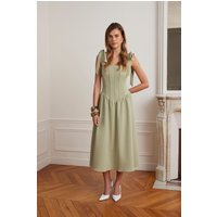 Lavish Alice BLOSSOM Tie Shoulder Corset Midi Dress In Sage Green M