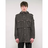 IMMORTAL Hooded Parka in Tweed Charcoal and Black
