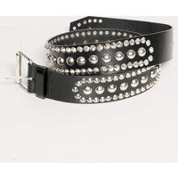 Rockstar – Silver Dome Studded Leather Belt