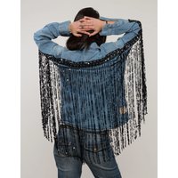 Party Back Sequinned Tassel Denim Shirt