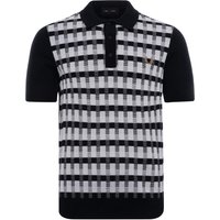 Fred Perry Abstract Check Knitted Shirt – Navy