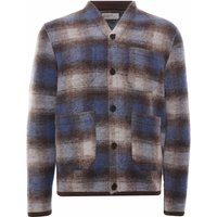 Universal Works Checked Wool Fleece Cardigan – BlueBrown