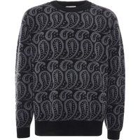 YMC Shoegazer Merino Wool Paisley Knitted Jumper – BlackGrey YMC Shoegazer Merino Wool Paisley Knitted Jumper – BlackGrey