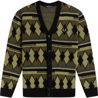Fred Perry Chunky Jacquard Cardigan – Sage Green