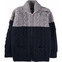 Faiz TS Fisherman Hand Knitted Cardigan – Ink and Grey Faiz TS Fisherman Hand Knitted Cardigan – Ink and Grey