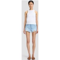 Victoria Beckham Distressed Shorts In Light Blue Wash