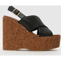 schuh Valentina Cork Wedge Sandals in Black