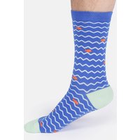 Thought Wavy Sea Stripe Organic Cotton Crew Socks – Cobalt Blue – – Thought Wavy Sea Stripe Organic Cotton Crew Socks – Cobalt Blue – –