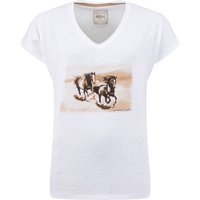 Weird Fish Running Horses Front Print Graphic Shirt White Size