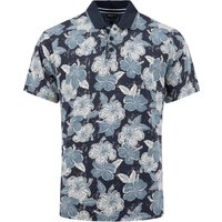 Weird Fish Jarat Printed Jersey Polo Shirt Light Blue Size