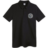 Amplified Clothing Washed Slub men’s Polo shirt in Black