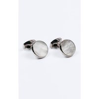 Silver Coloured Mother of Pearl Circle Cufflinks