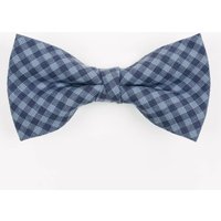 Blue Gingham Check Linen Bow Tie