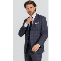 Grey and Blue Check with Navy Trim Suit Jacket Grey and Blue Check with Navy Trim Suit Jacket