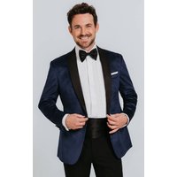 Navy Paisley Velvet Tuxedo Jacket