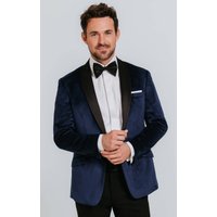 Navy Velvet Slim Fit Tuxedo with Black Trousers Navy Velvet Slim Fit Tuxedo with Black Trousers