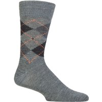 Mens Pair Burlington Preston Extra Soft Feeling Argyle Socks Grey Black .-