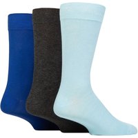 Mens Pair Glenmuir Classic Bamboo Plain Socks Light Blue Charcoal Blue –